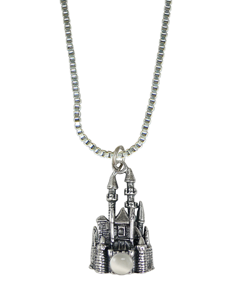 Sterling Silver 3D Queen's Castle Charm With White Moonstone